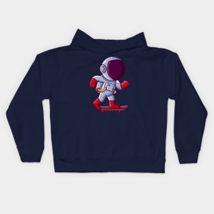 Cute Astronaut Playing Skateboard Cartoon Kids Hoodie